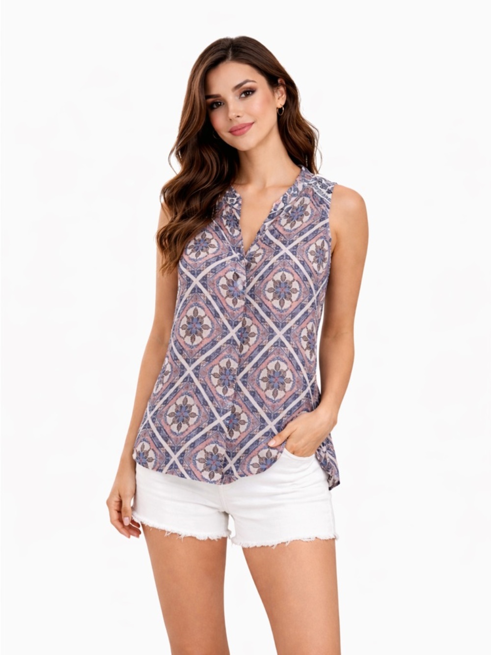 Rewind Black and White Sleeveless Blouse